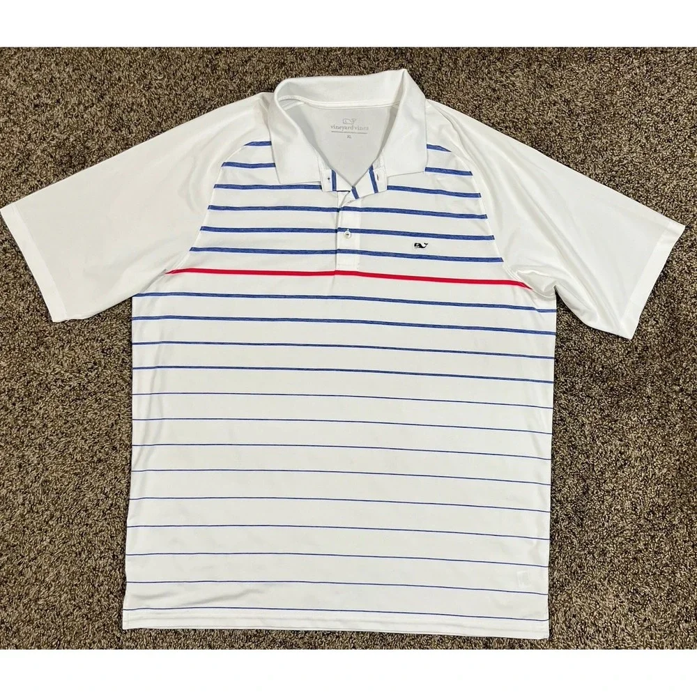 Vineyard Vines Polo Men's Sz XL Striped Lightweight Performance Golf Shirt - Picture 1 of 7